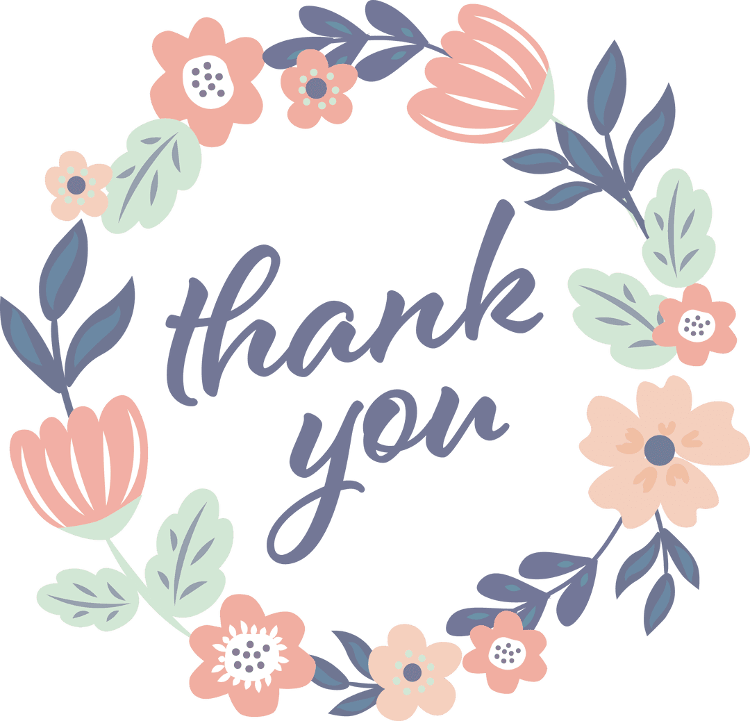 Transparent Floral Thank You Design