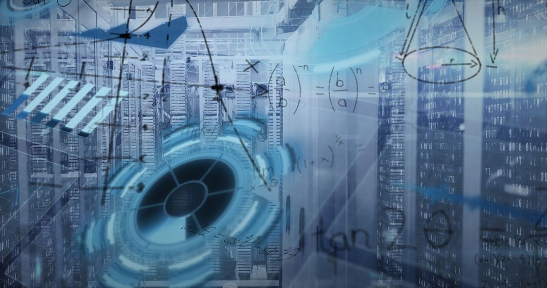 Holographic Interface Overlay in High-Tech Server Room