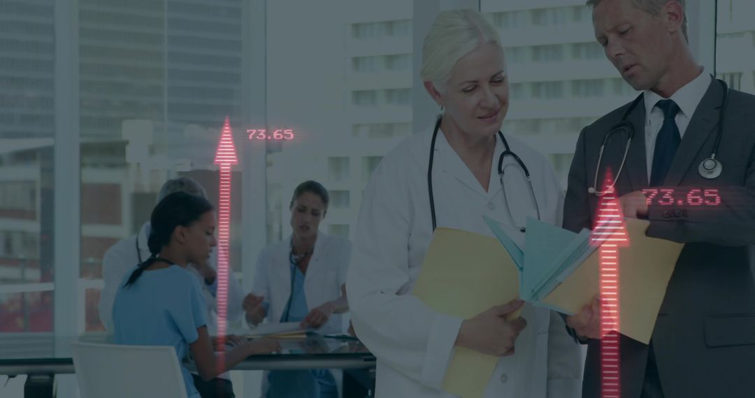 Medical Experts Analyzing Data with Digital Interface in Urban Office