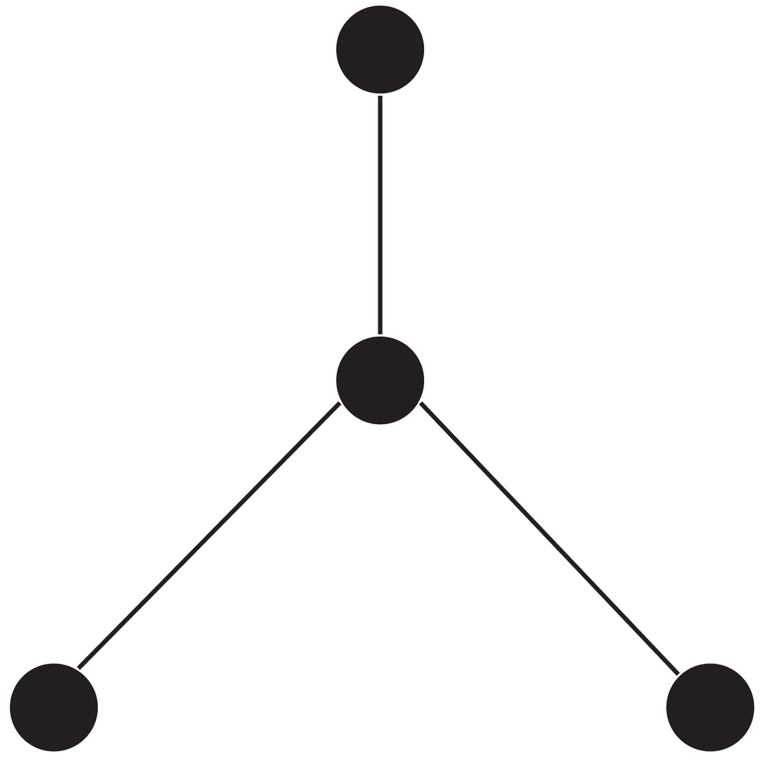 Abstract Black Triad Line Structure on Transparent