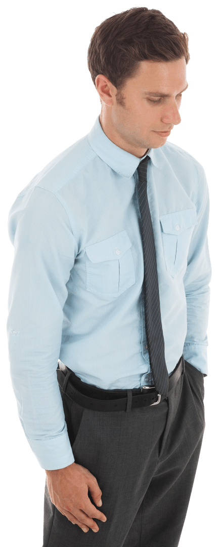 Transparent Confident Businessman in Formal Attire Posing