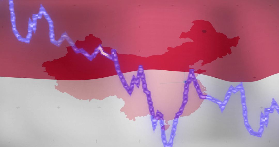 Stock Market Fluctuation OverMap and Flag of China