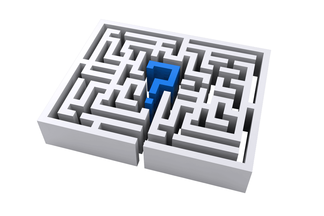 Maze with Question Mark Illustration on Transparent Background