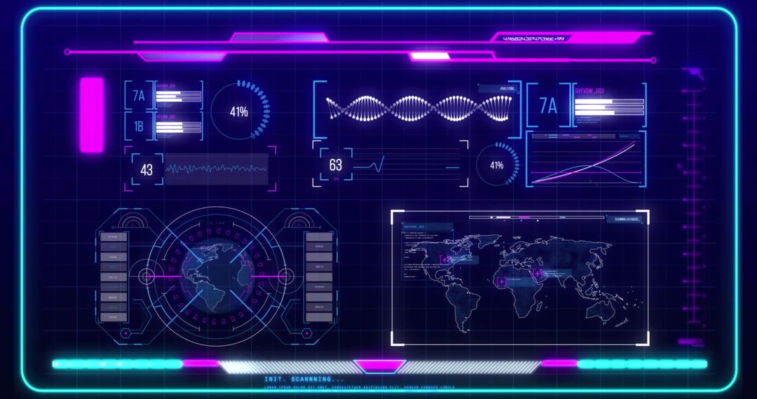 Futuristic digital interface for data analysis and global connectivity