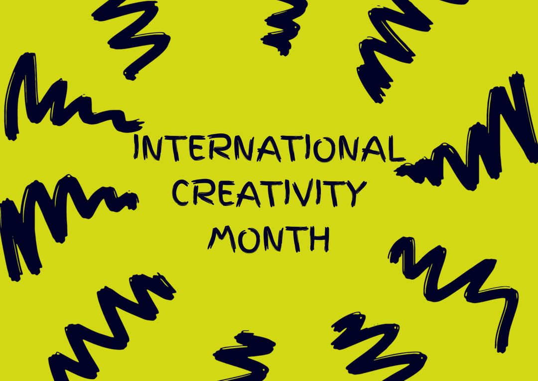 International Creativity Month Banner with Bold Letters and Abstract Designs - Free Images, Stock Photos and Pictures on Pikwizard.com