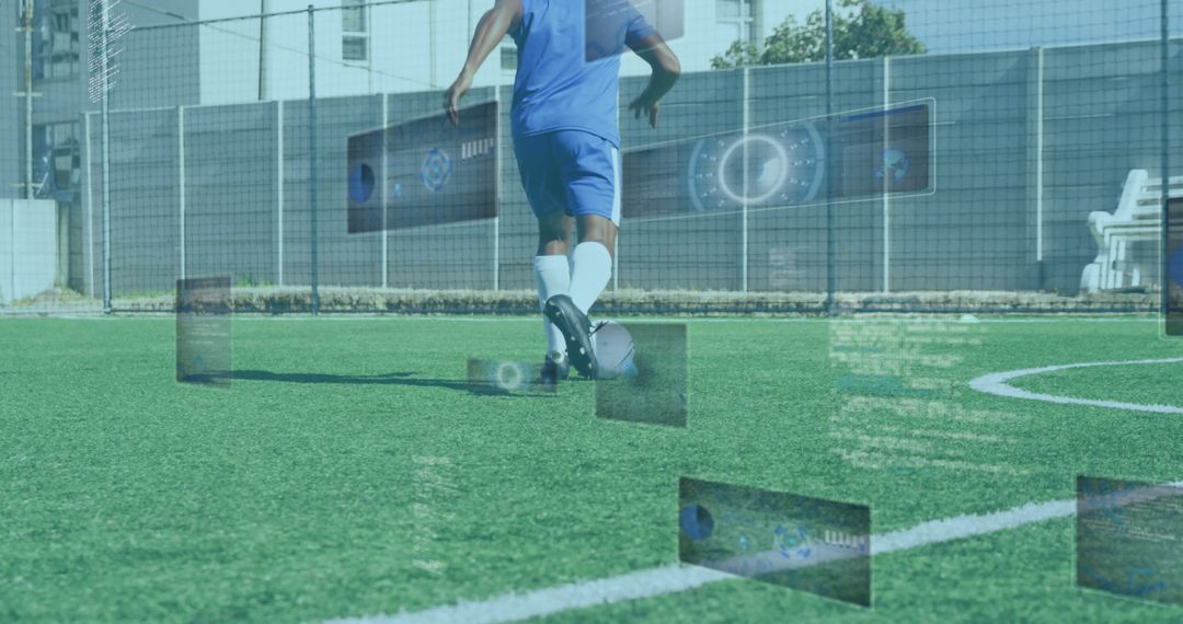 Soccer Player Training with Virtual Screens on Field - Free Images, Stock Photos and Pictures on Pikwizard.com