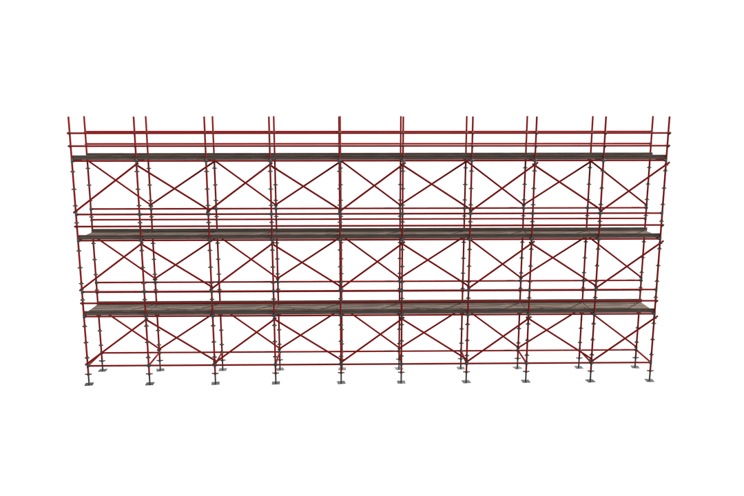 Red Construction Scaffolding 3D Rendering on Transparent Background