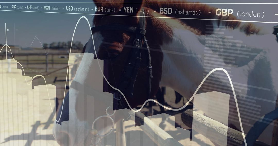 Equine Farming Finance: Horse in Paddock with Financial Charts