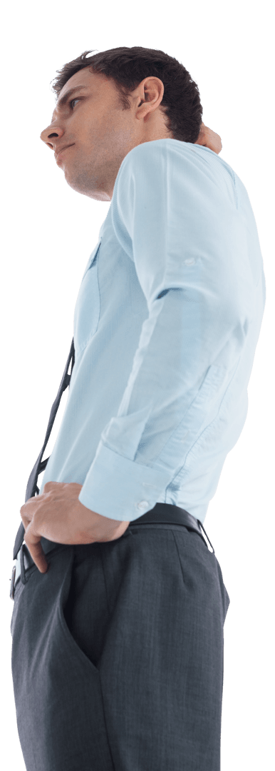 Transparent View of Concerned Businessman with Hand on Head