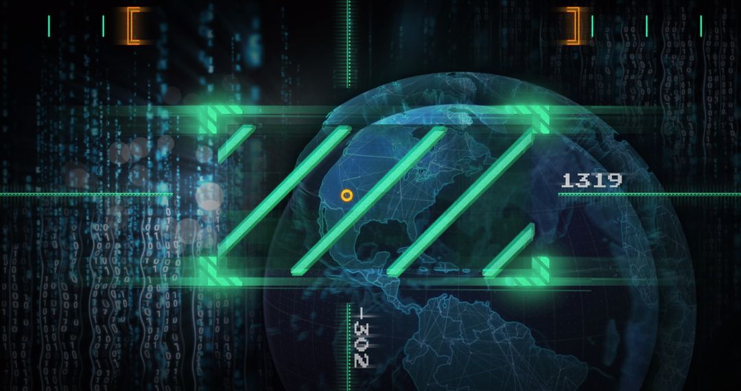 Digital Interface with Holographic Globe and Data Code