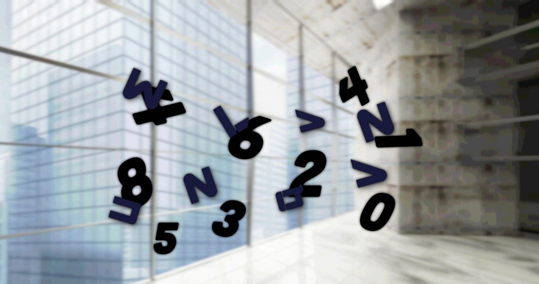 Floating Numbers Over Modern Office Design