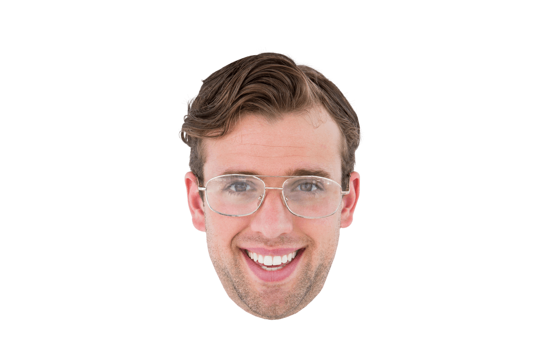 Transparent Smiling Man with Glasses Isolated