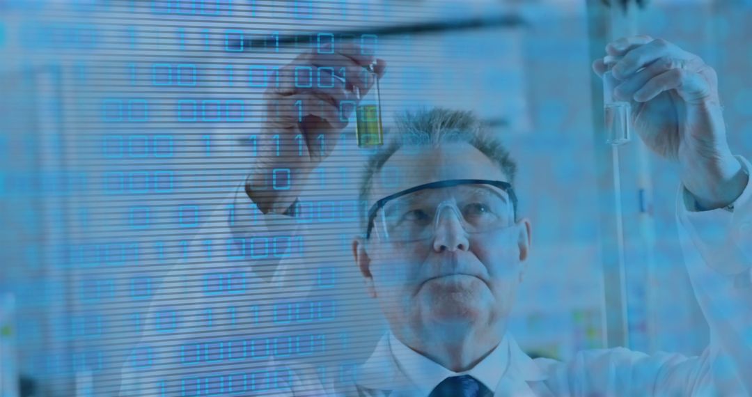 Innovative Scientist Analyzing Data with Digital Technology