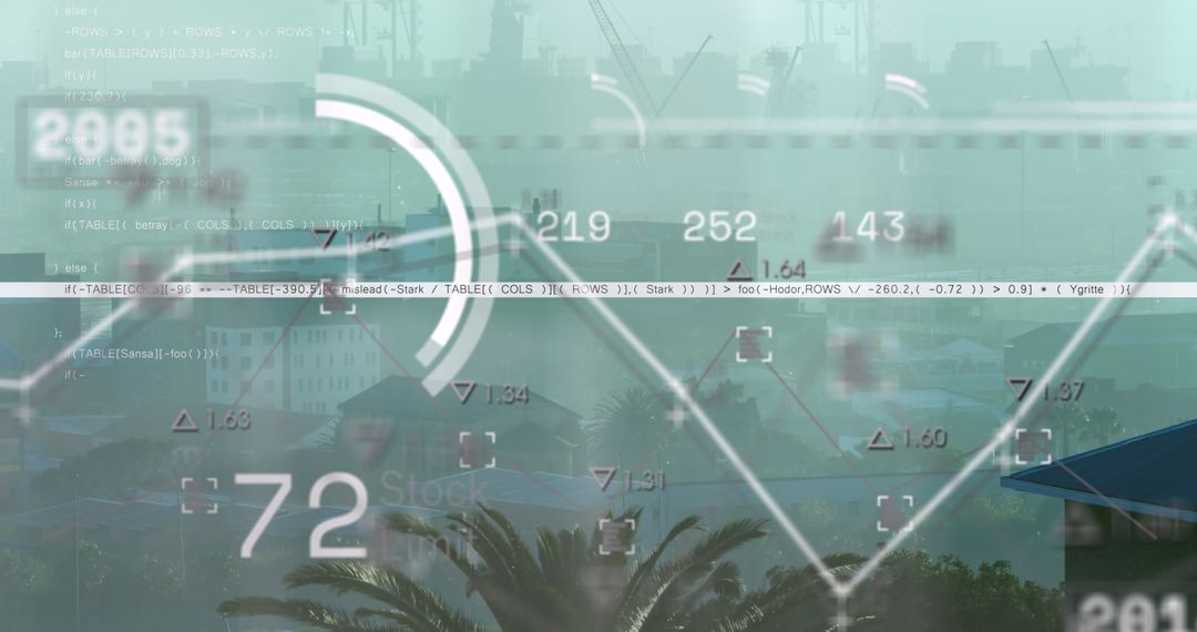 Futuristic Stock Market Data Processing with Glitch Effect