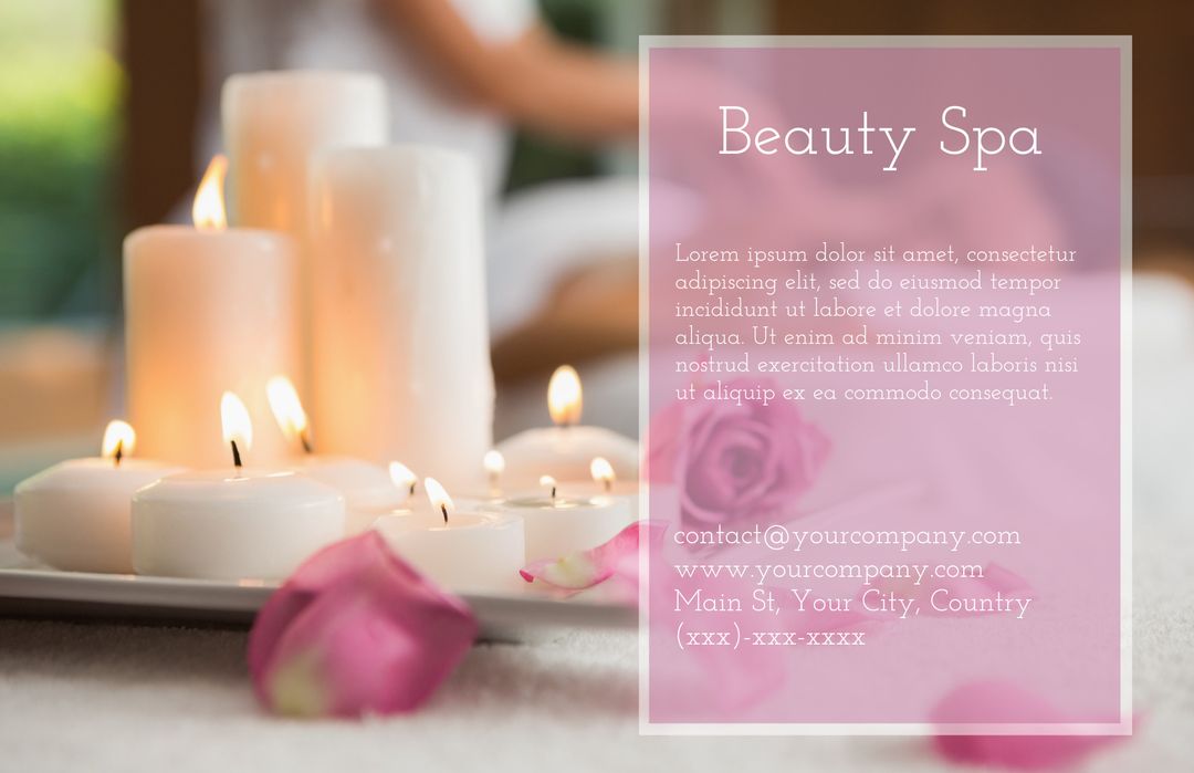 Serene Spa Ambiance with Lit Candles and Roses