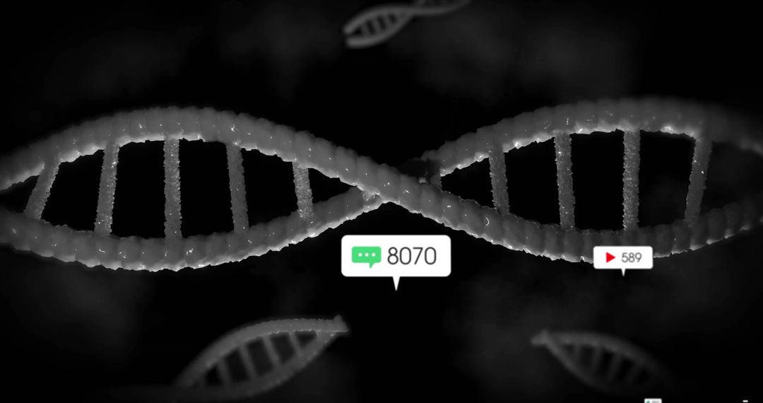 3D Abstract DNA Helix with Digital Interaction Elements