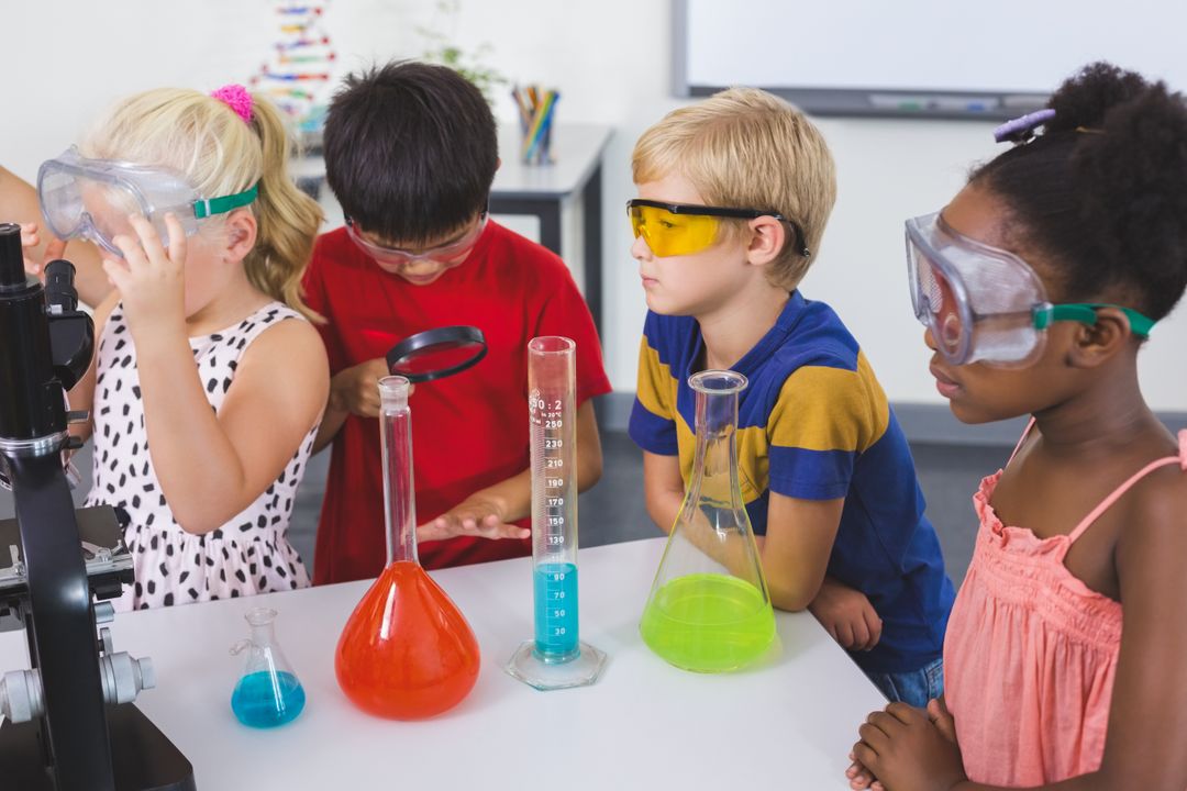Kids doing a chemical experiment in laboratory - Free Images, Stock Photos and Pictures on Pikwizard.com