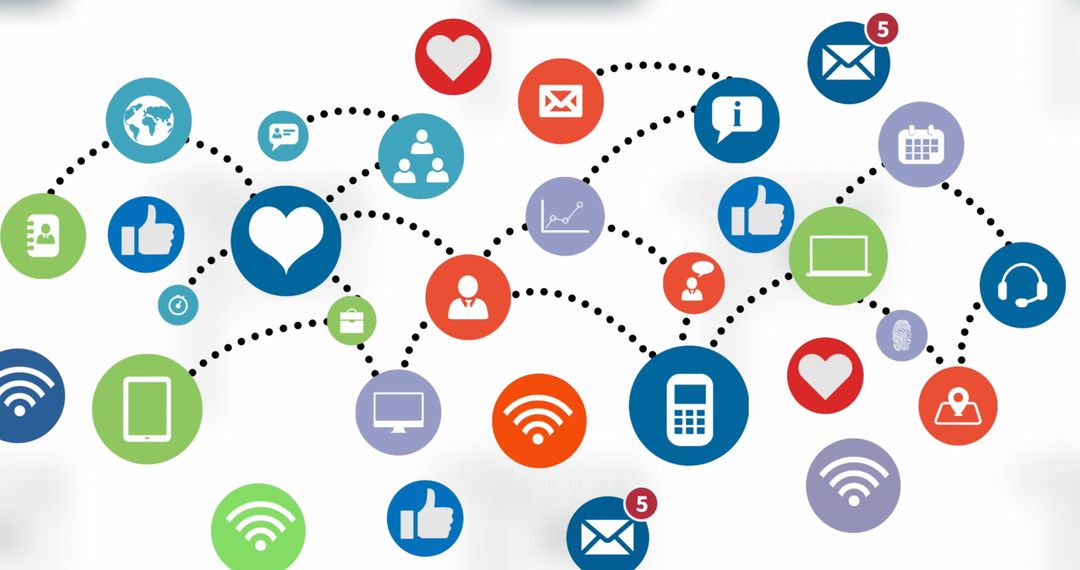 Connected Mobile App Icons Illustrating Social Media Network Concept