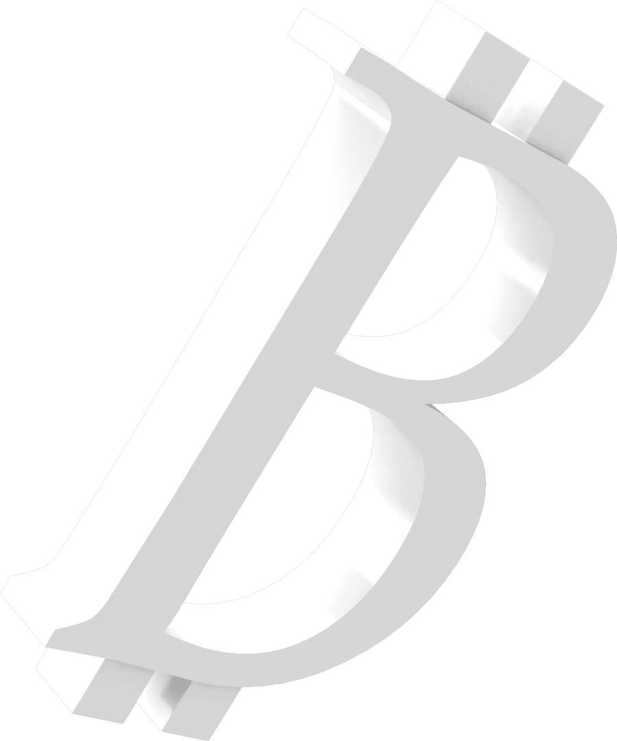 Digital Currency Symbol in White on Transparent Background