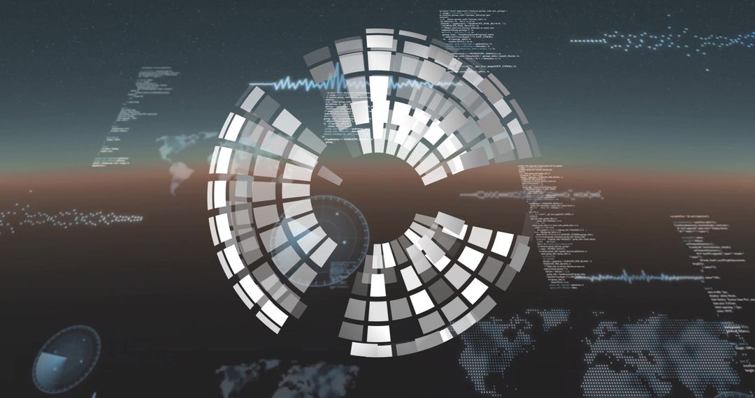 Abstract Digital Globe with Data Streams and Cyber Patterns