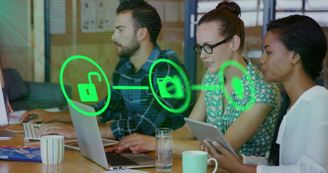 Diverse Team Collaborating on Cybersecurity Goals