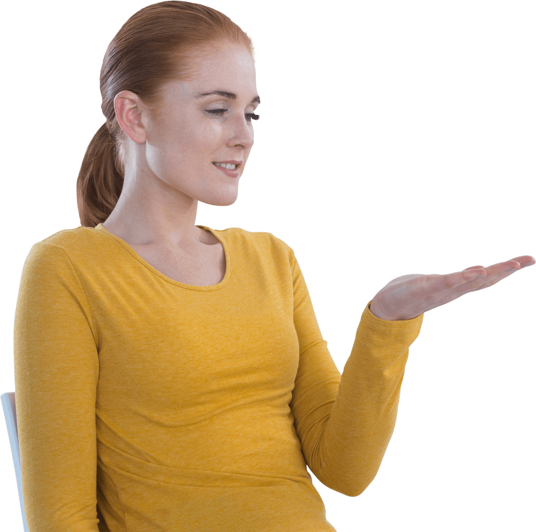 Businesswoman Displaying Transparent Product on Open Palm