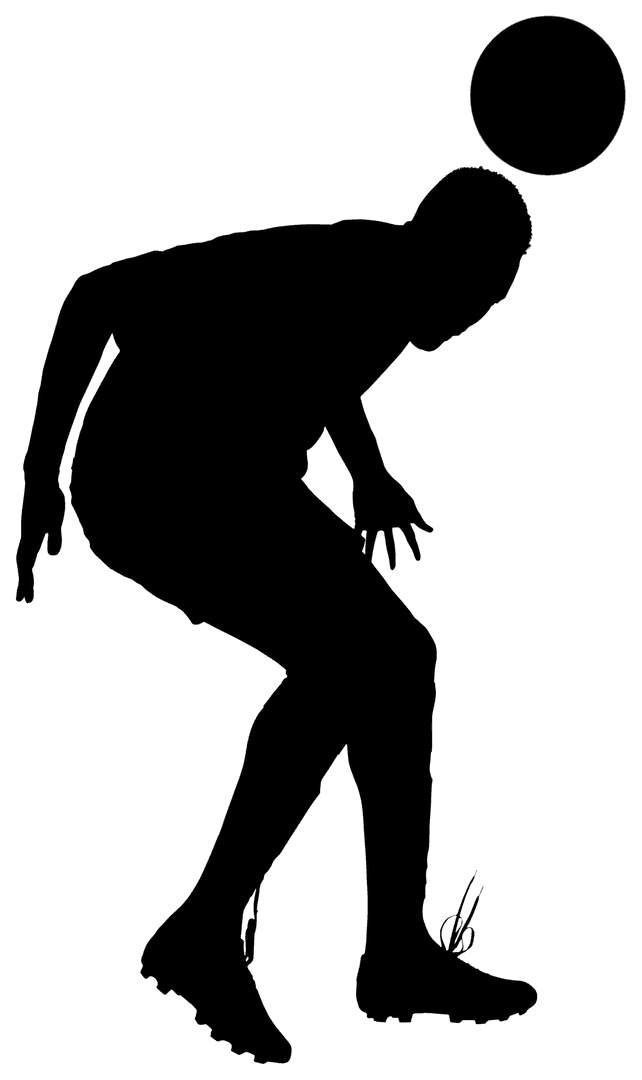 Silhouette of Man Bouncing Ball on Transparent Background