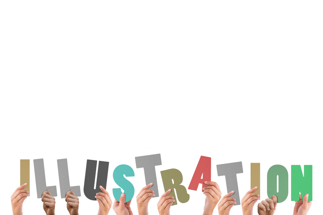 Transparent Letters Held Up by Hands Form Illustration Text