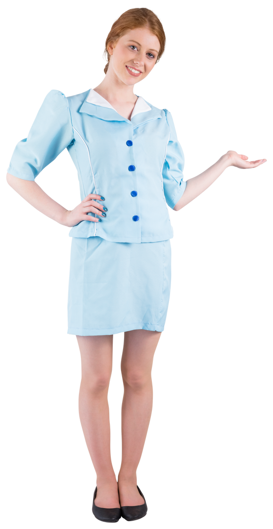 Transparent Pretty Air Hostess Presenting with Hand Smiling - Download Free Stock Images Pikwizard.com