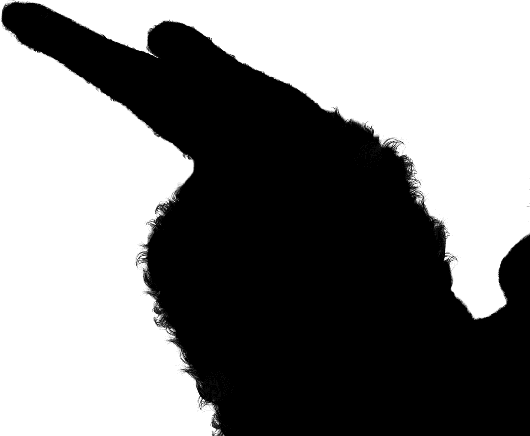 Gloved Hand in Silhouette on Transparent Background