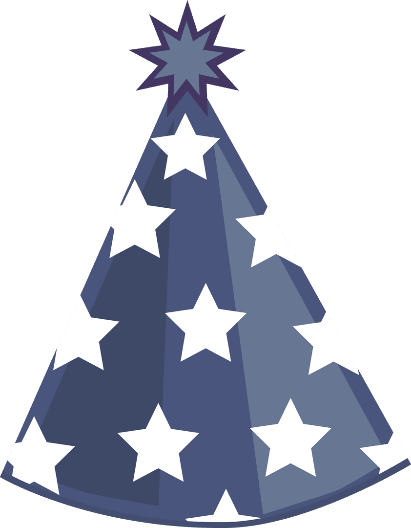 Transparent Party Hat with Stars on Isolated Background