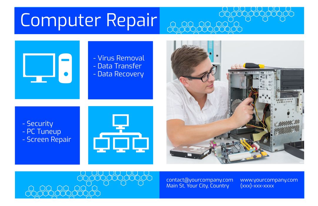 Professional Computer Repair and IT Support Service Advertisement Template - Download Free Stock Templates Pikwizard.com