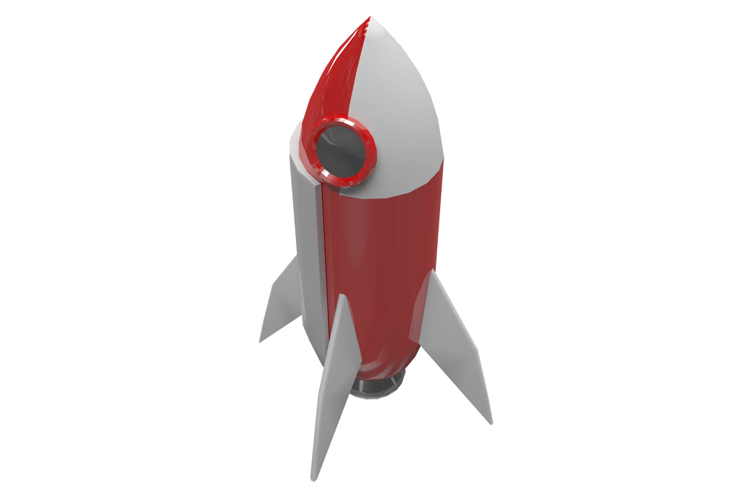 Transparent 3D Red and White Rocket Ship Illustration