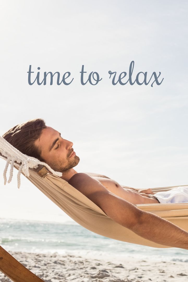 Man Relaxing on Beach Hammock by The Ocean