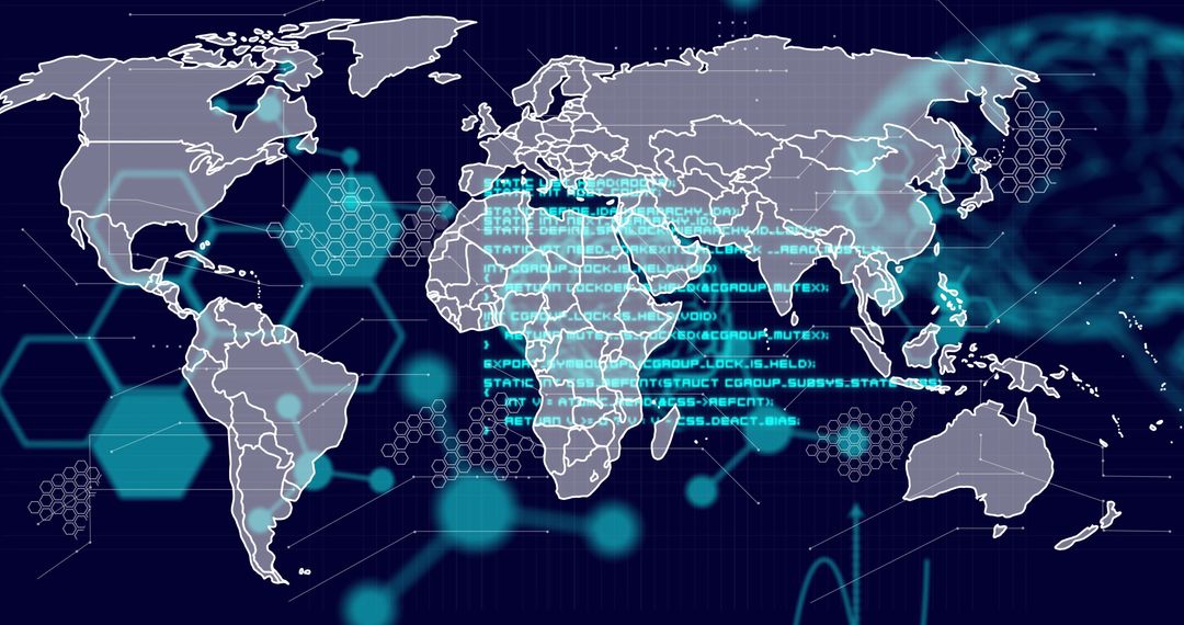 global data processing concept with digital world map and brain - Free Images, Stock Photos and Pictures on Pikwizard.com