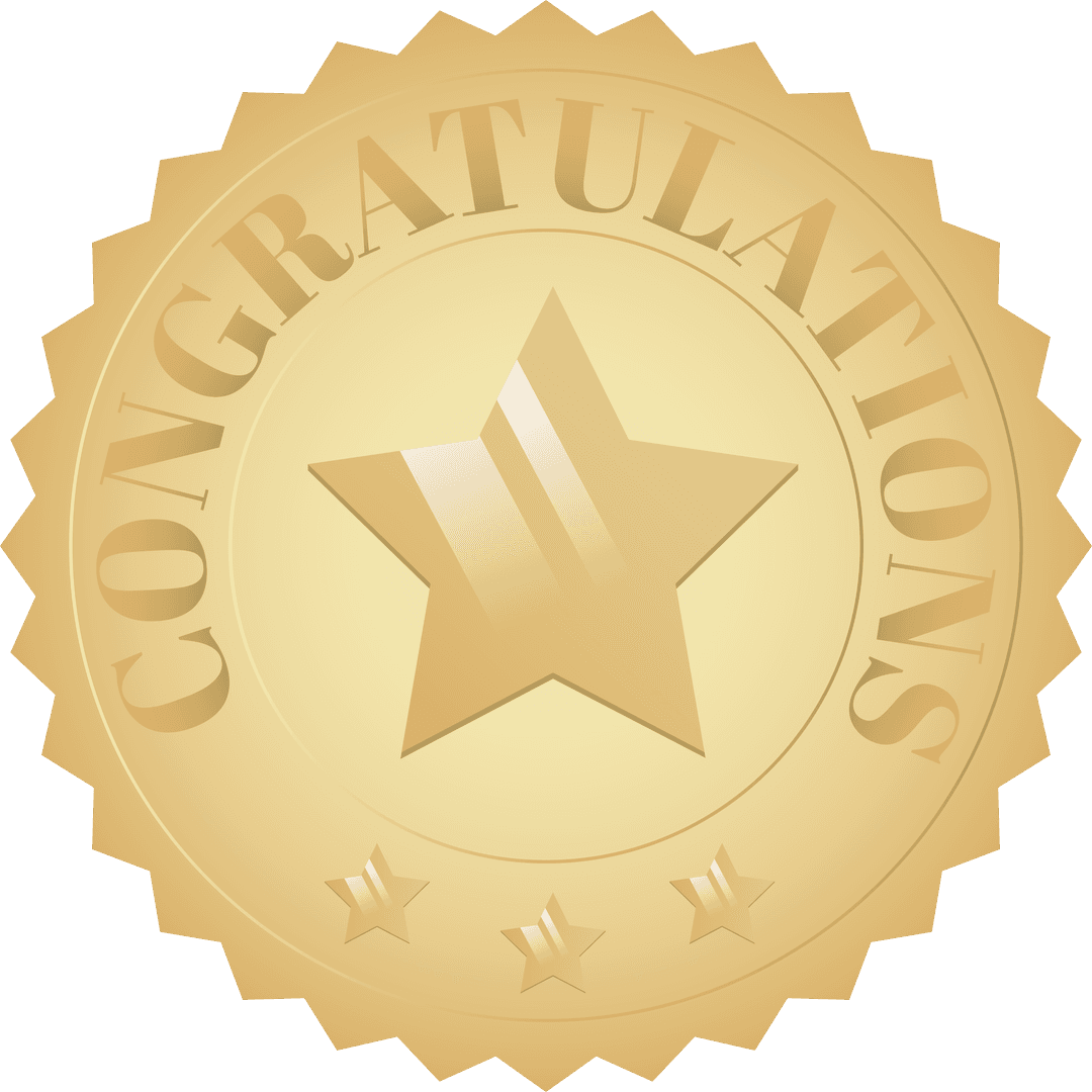 Golden Congratulations Badge on Transparent Background