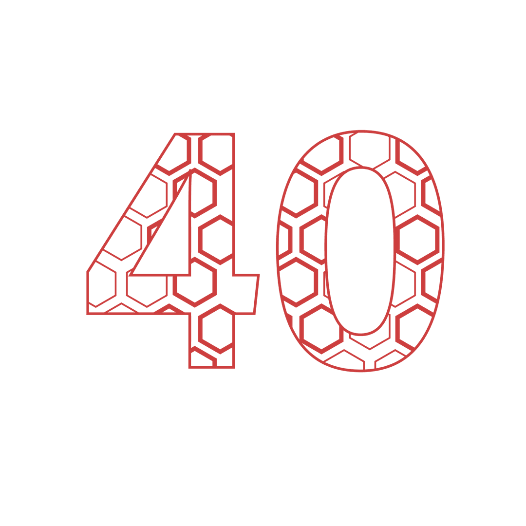 Red 40 Number with Geometric Pattern on Transparent Background