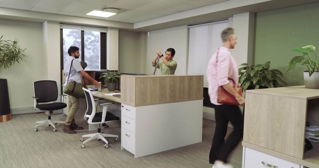 Diverse Team Engaging in Modern Office Workspace