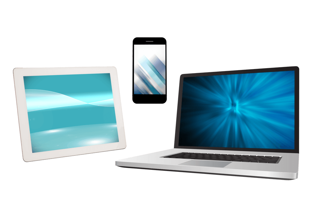 Modern Transparent Tech Device Bundle Isolated on White Background