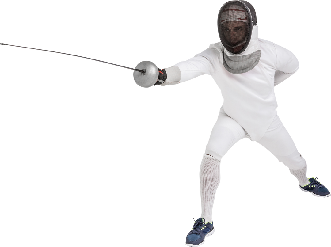 Transparent Image of Fencer in Action Pose with epee - Download Free Stock Images Pikwizard.com