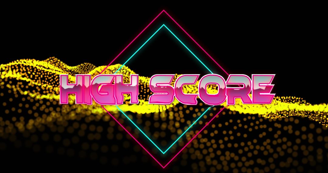 Digital High Score Neon Display with Dynamic Background