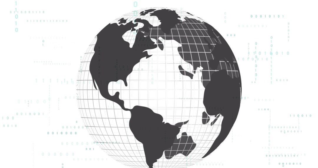 Digital Globe with Data Processing Overlay on White Background - Free Images, Stock Photos and Pictures on Pikwizard.com
