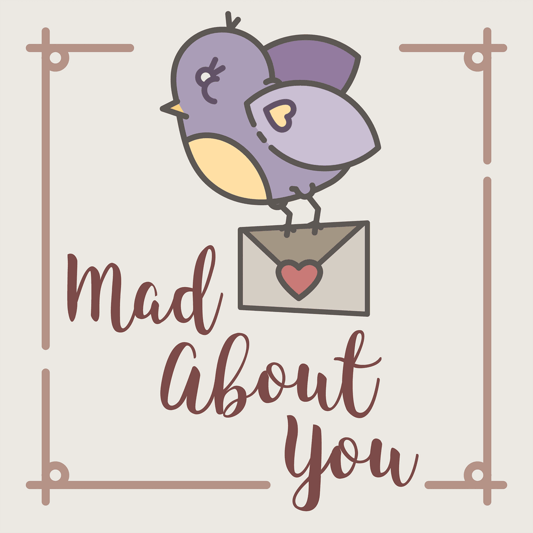 Charming Valentine's Bird With Love Letter on Transparent