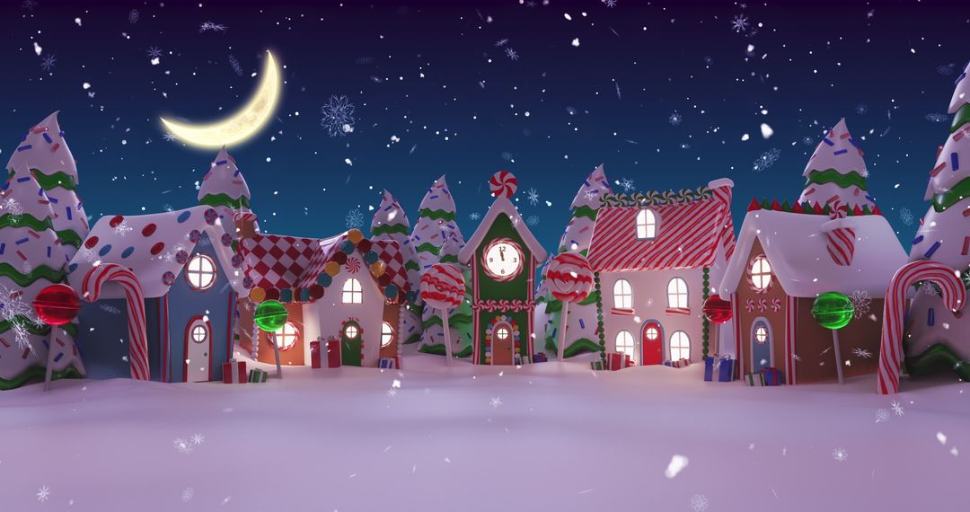 Magical Christmas Village Under Moonlit Sky - Free Images, Stock Photos and Pictures on Pikwizard.com