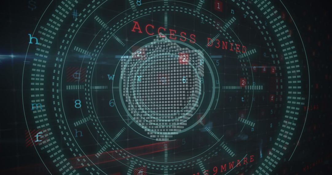 Futuristic Digital Interface Denying Access with Fingerprint Scan