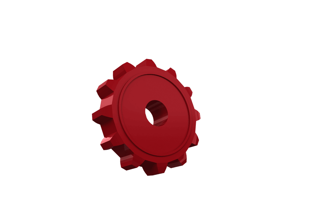Red Gear with Transparent Background for Mechanical Concept