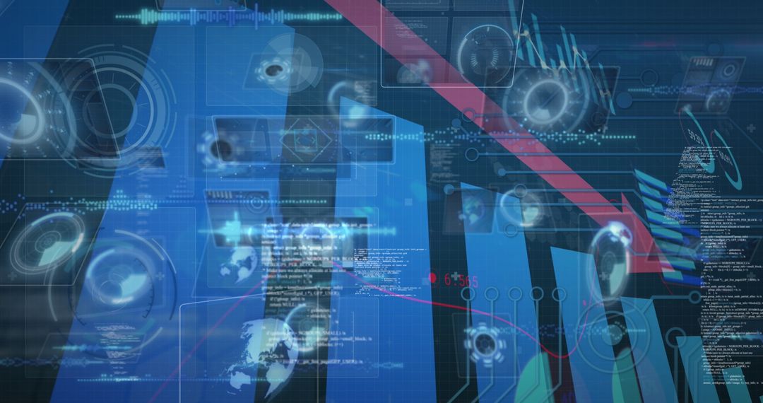 Digital Financial Graphs with Futuristic Technology Interface