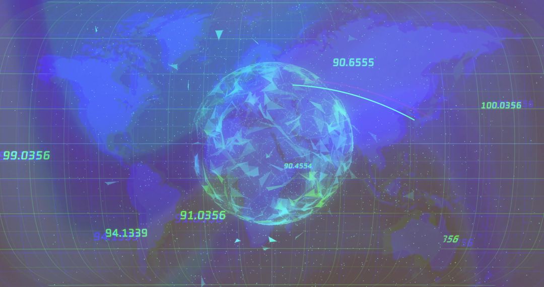 Futuristic Digital Globe with Real-Time Data Visualization