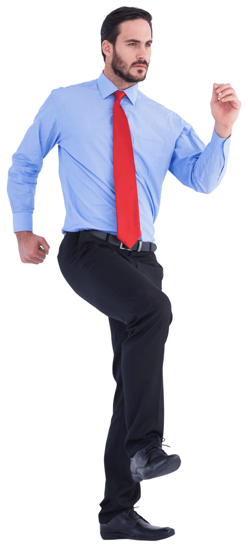 Transparent Businessman in Formal Wear Walking with Confident Pose