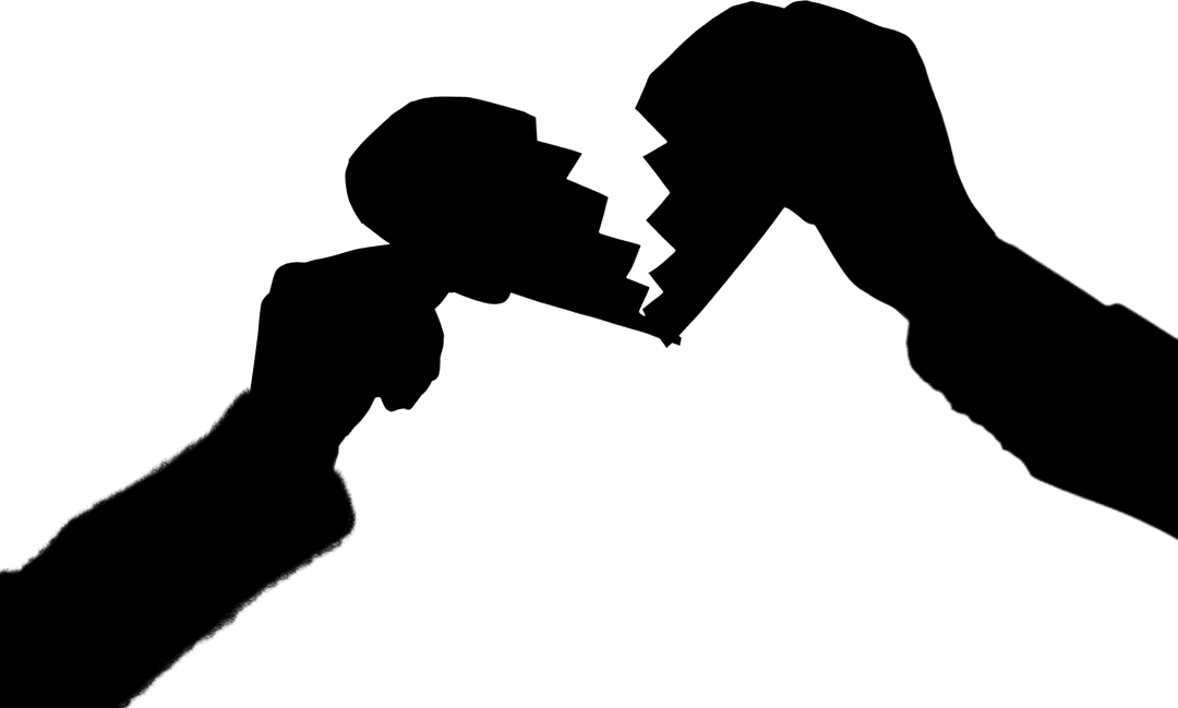 Transparent Broken Heart Hand Silhouette Gesture